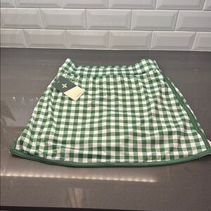 Tuckernuck Trellis Green Gingham Skater Skort/Skirt with Shorts Small